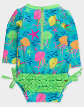 Load image into Gallery viewer, Neon Jelly time long sleeve one piece rash guard swimsuit
