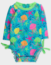 Load image into Gallery viewer, Neon Jelly time long sleeve one piece rash guard swimsuit
