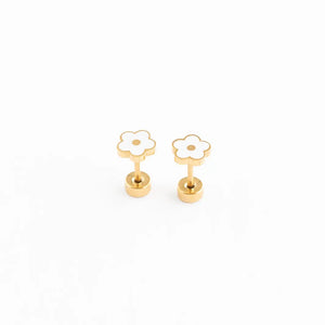 White Petite Flower Earrings