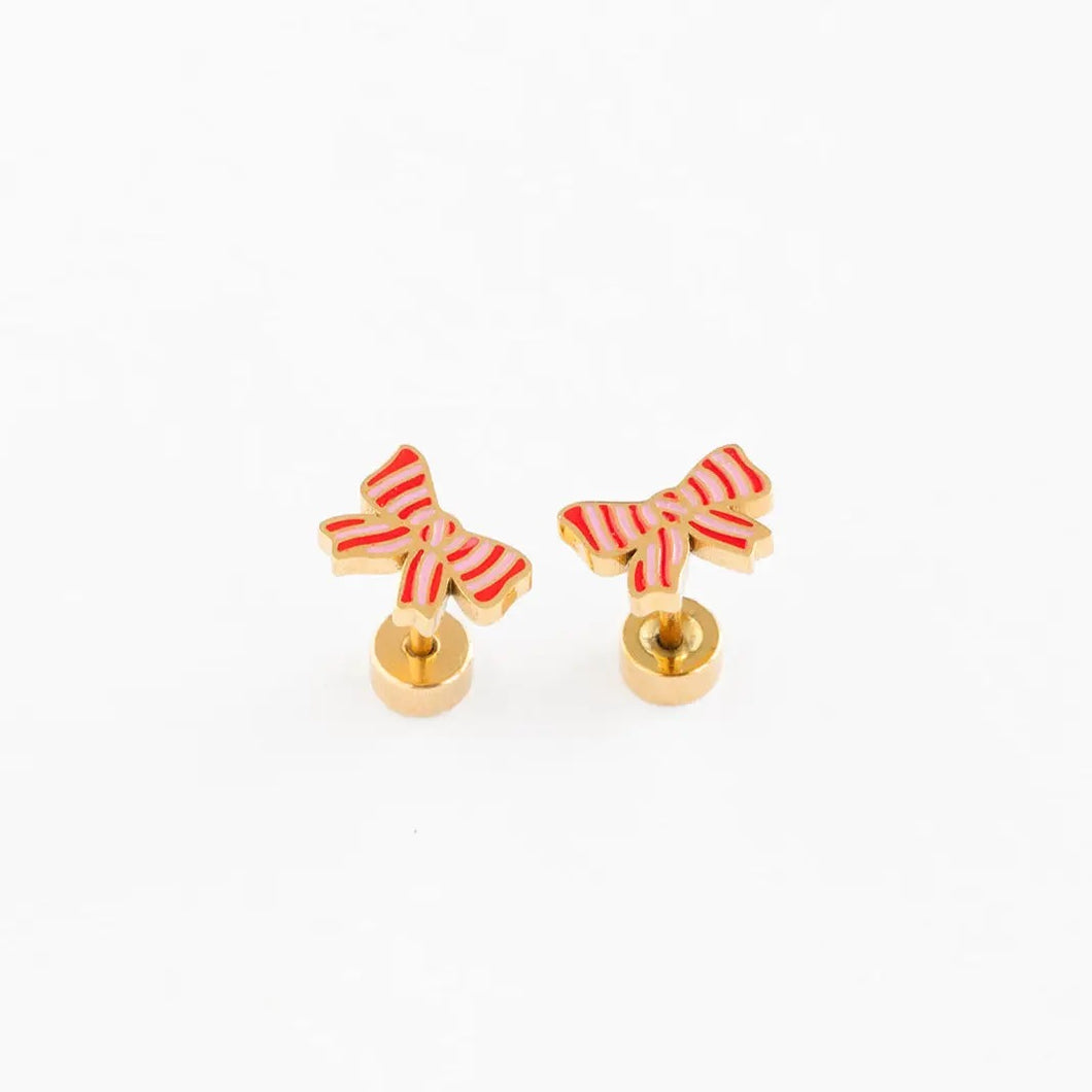Striped Bow Earrings