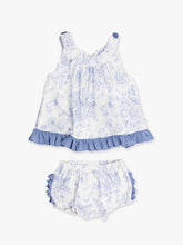 Load image into Gallery viewer, Periwinkle Butterfly Garden Swing Top &amp; Bloomer Set
