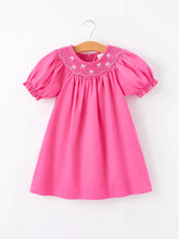 Load image into Gallery viewer, Girls Bow Hot Pink Dress
