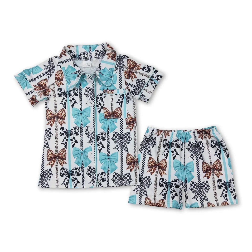 Leopard/Cow print Bow Pajamas