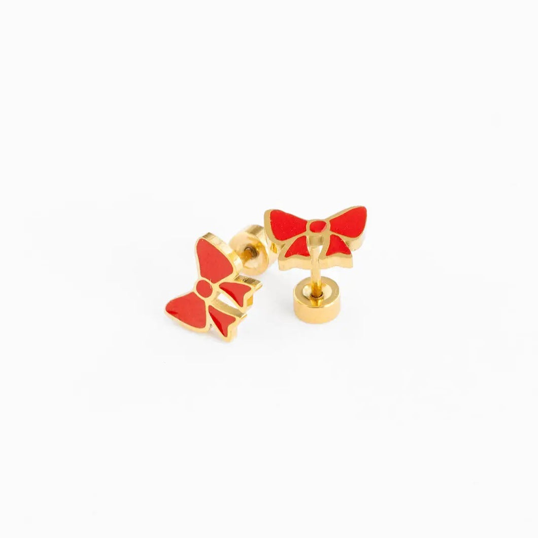 Red Bow Earring
