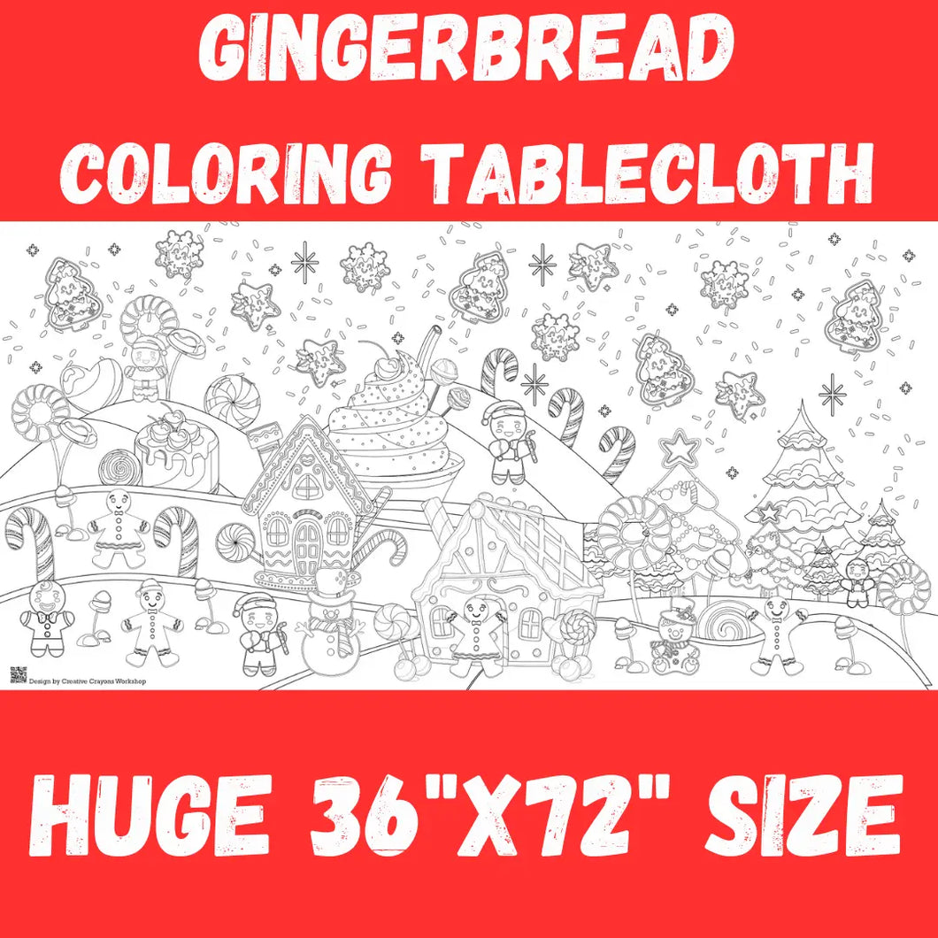 Gingerbread Christmas Coloring Tablecloth