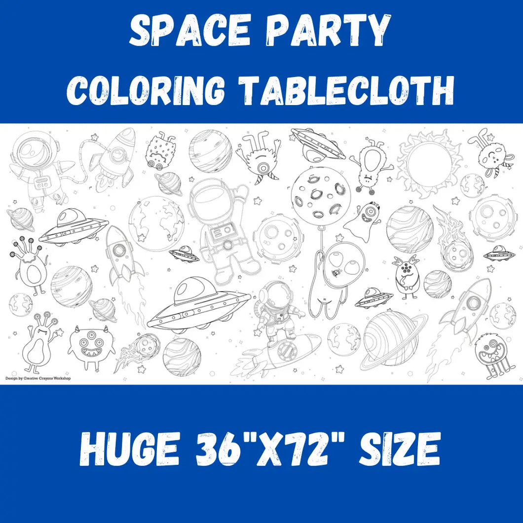 Space Party Coloring Tablecloth